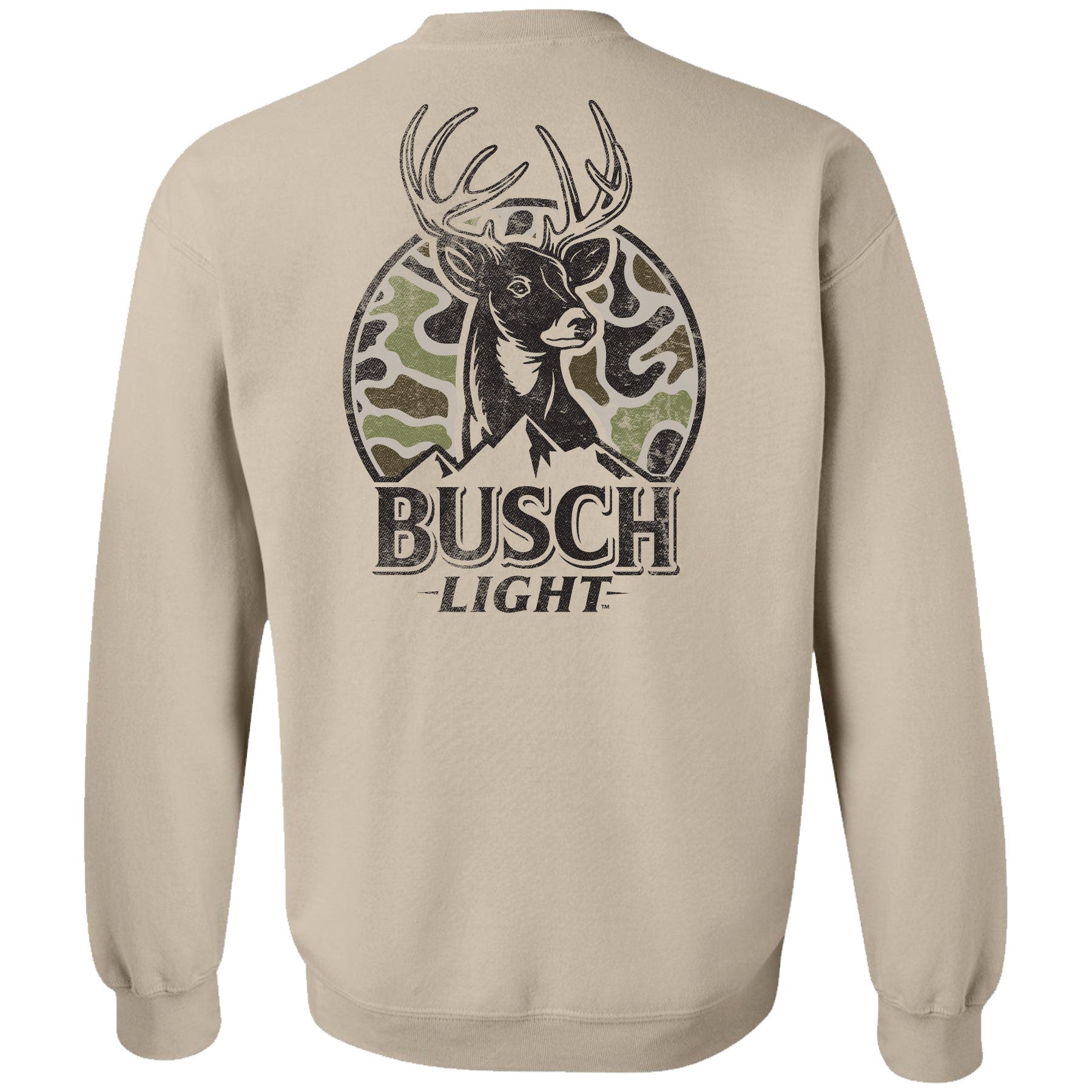 Busch Light 2024 Can Camo Buck Version 2 sided Crew Sweatshirt Brew City Beer Gear