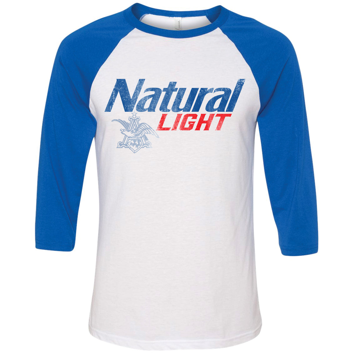 Natural Light 2-Color Logo Raglan T-Shirt White/True Royal / Small