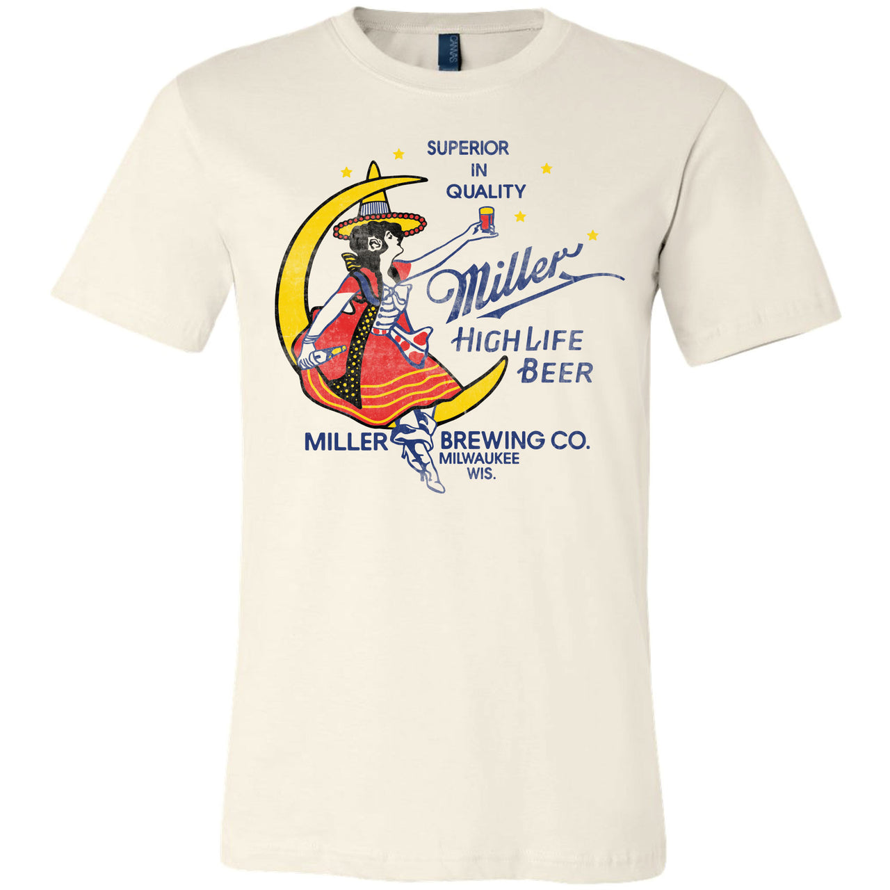 Miller High Life - Vintage Girl in the Moon T-shirt