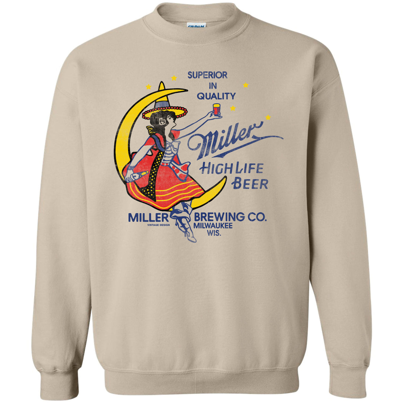Miller High Life - Vintage Girl in the Moon Crew Sweatshirt
