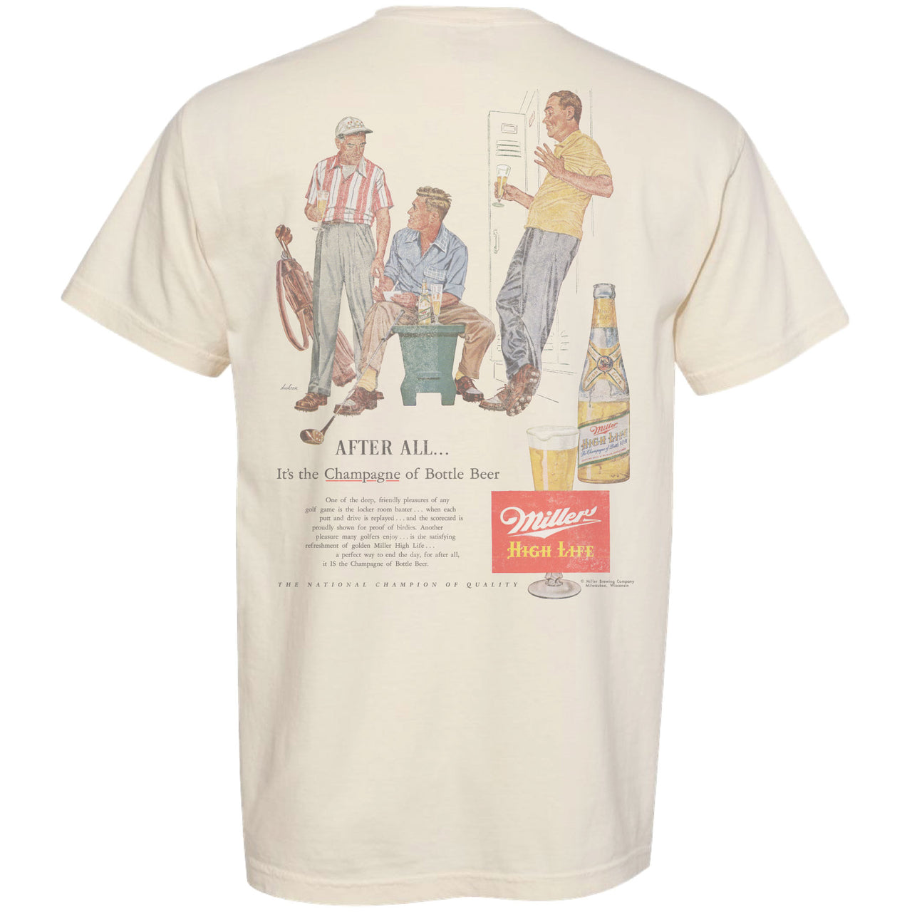 Miller High Life - MHL - After All Golf Club House 1954 Ad Garment-Dyed 2-sided T-shirt