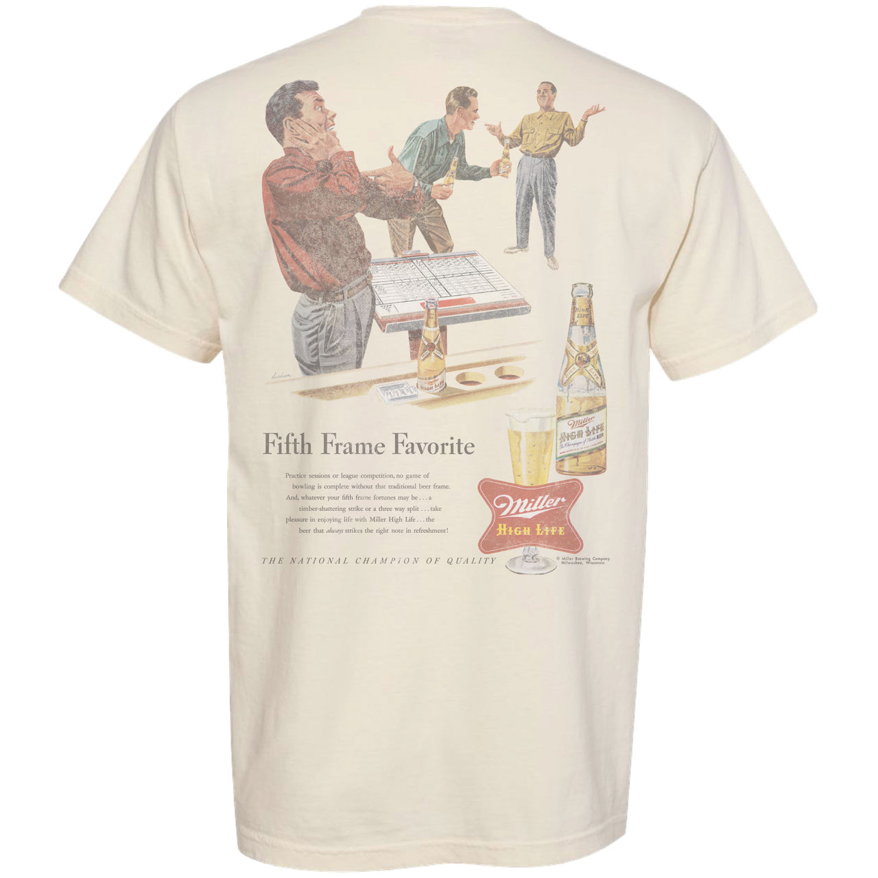Miller High Life - MHL - Fifth Frame 1952 Ad 2-sided Garment-Dyed T-shirt
