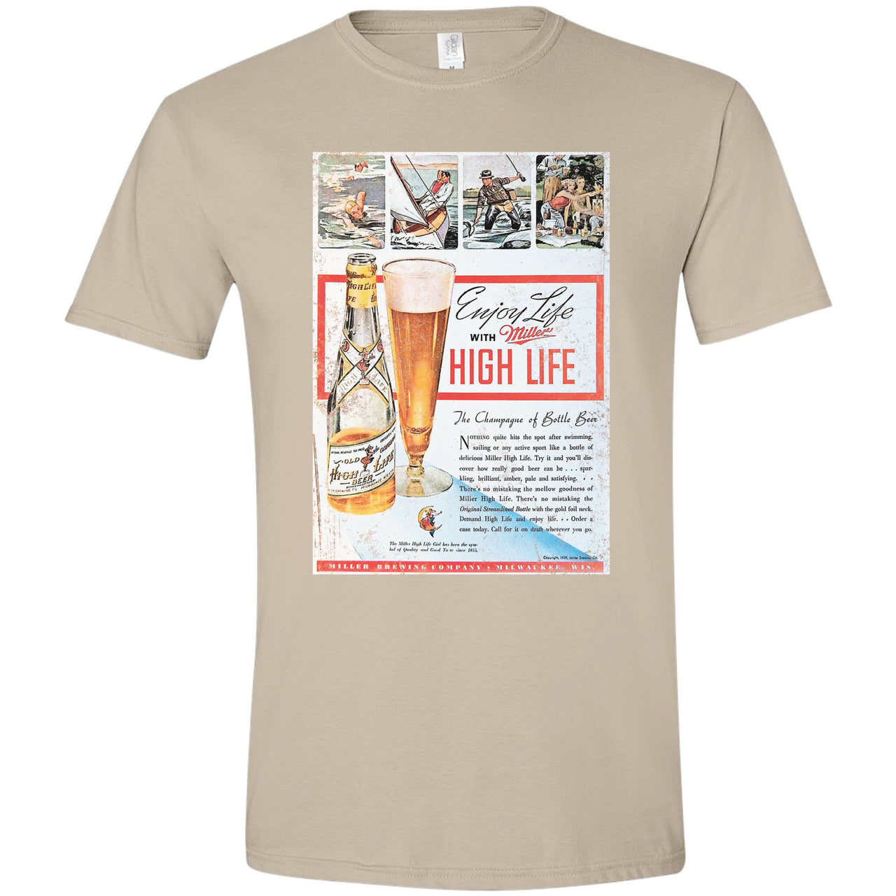 Miller High Life - Enjoy Life with Miller High Life Vintage Ad - T-shirt