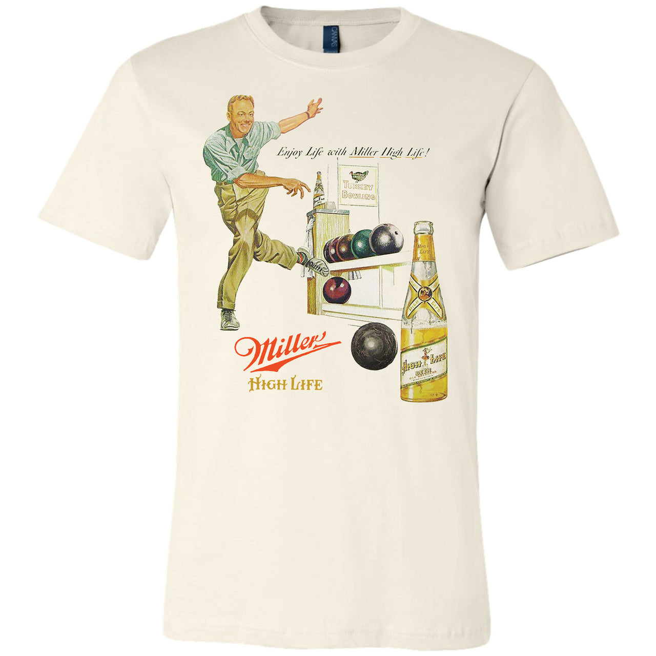 Miller High Life - Turkey Bowling Vintage Ad - T-shirt