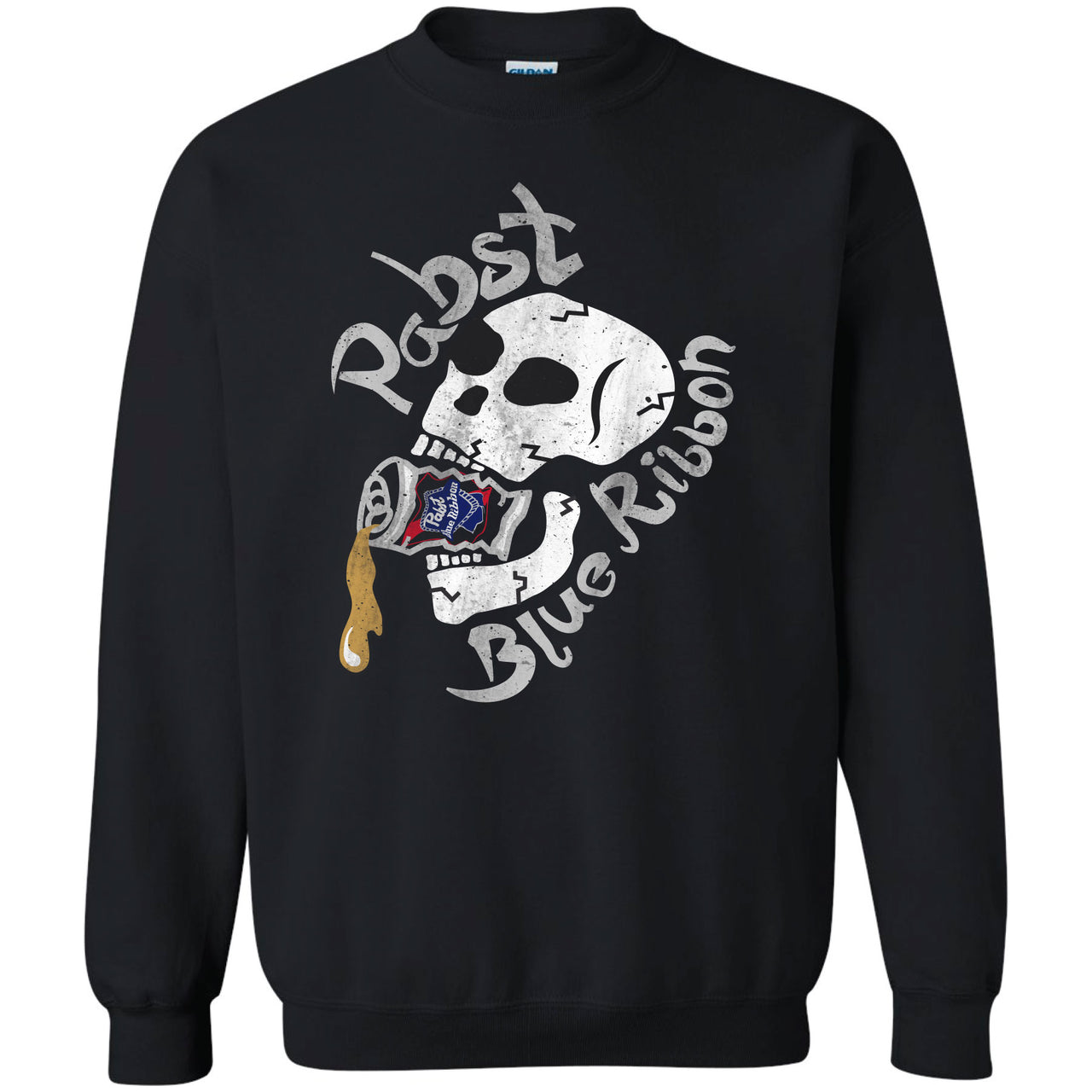 Pabst Blue Ribbon - Skull Crushed Can Crew Sweatshirt