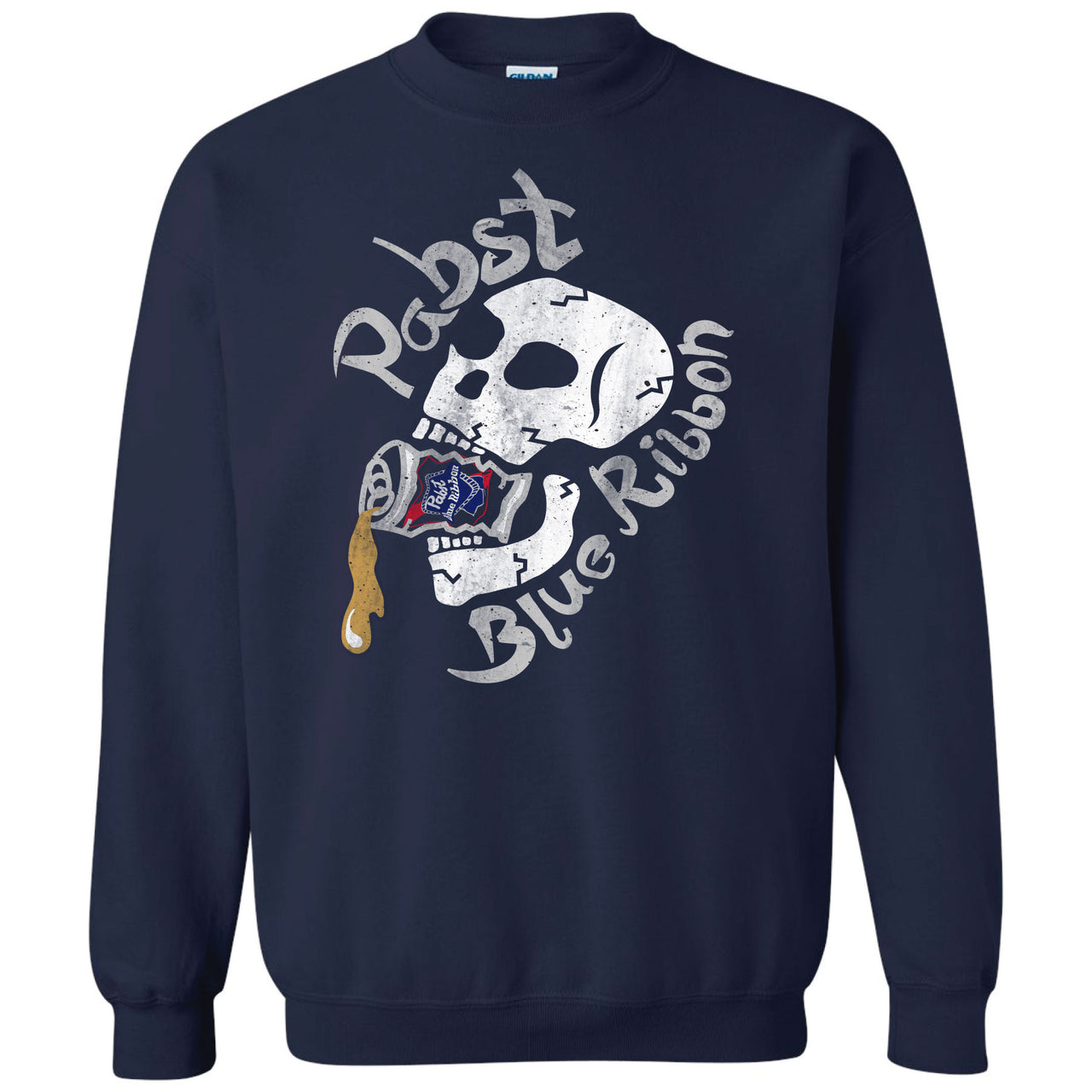 Pabst Blue Ribbon - Skull Crushed Can Crew Sweatshirt