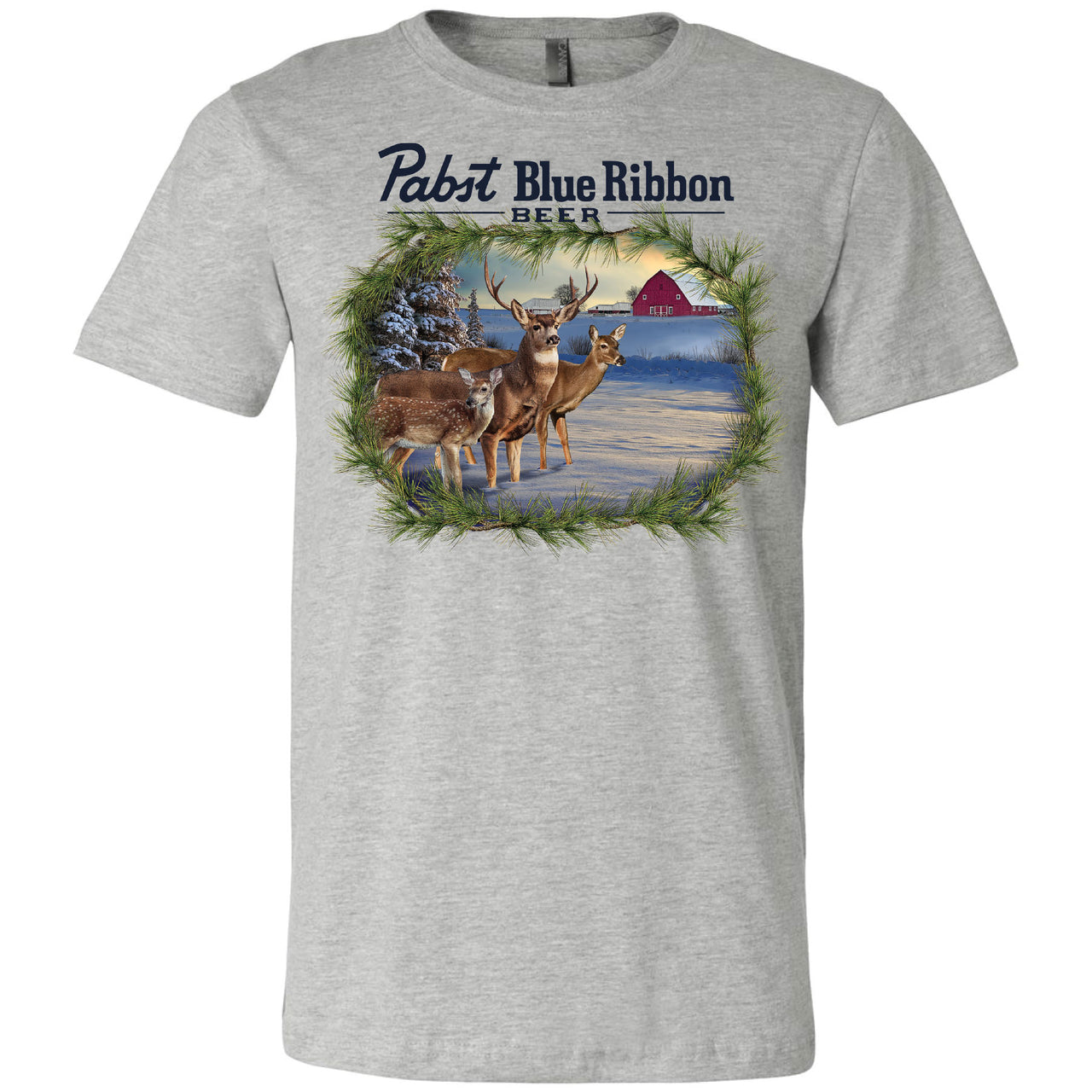 Pabst Blue Ribbon - Winter Deer Scene T-shirt