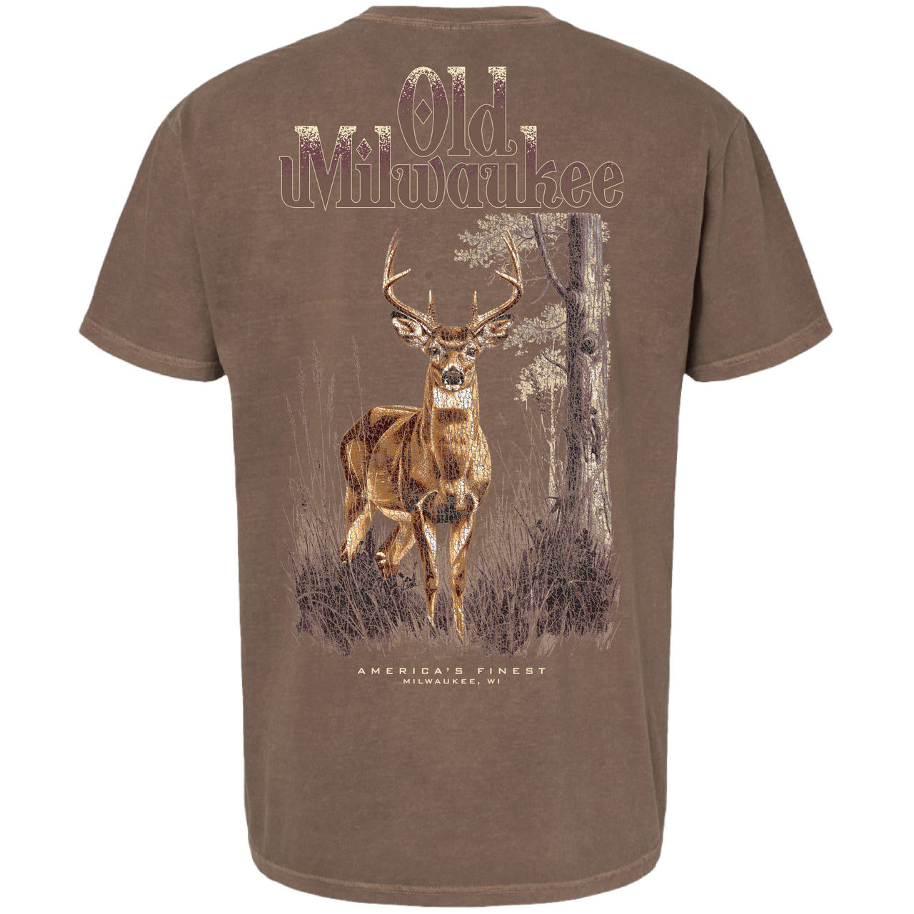 Old Milwaukee - America's Finest, Vintage Buck Scene 2-sided Garment-Dyed T-shirt