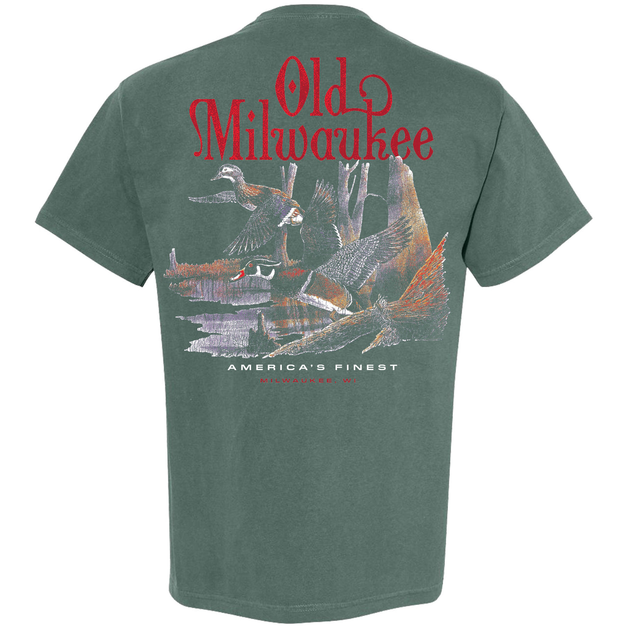 Old Milwaukee - America's Finest, Duck Scene 2-sided Garment-Dyed T-shirt
