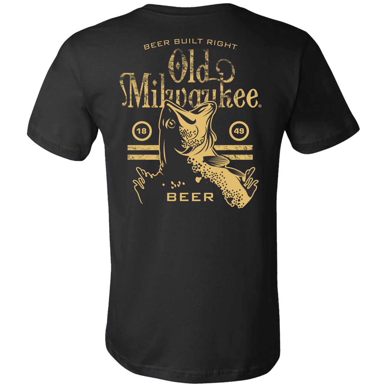 Old Milwaukee - Beer Built Right, Bass Fishing 2-sided T-shirt