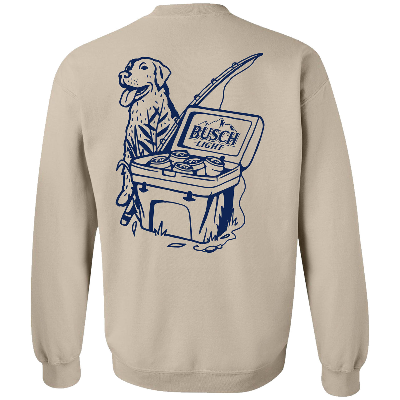 Busch Light - Fishing Scene with Dog & Cooler - 2-sided Crew Sweatshirt