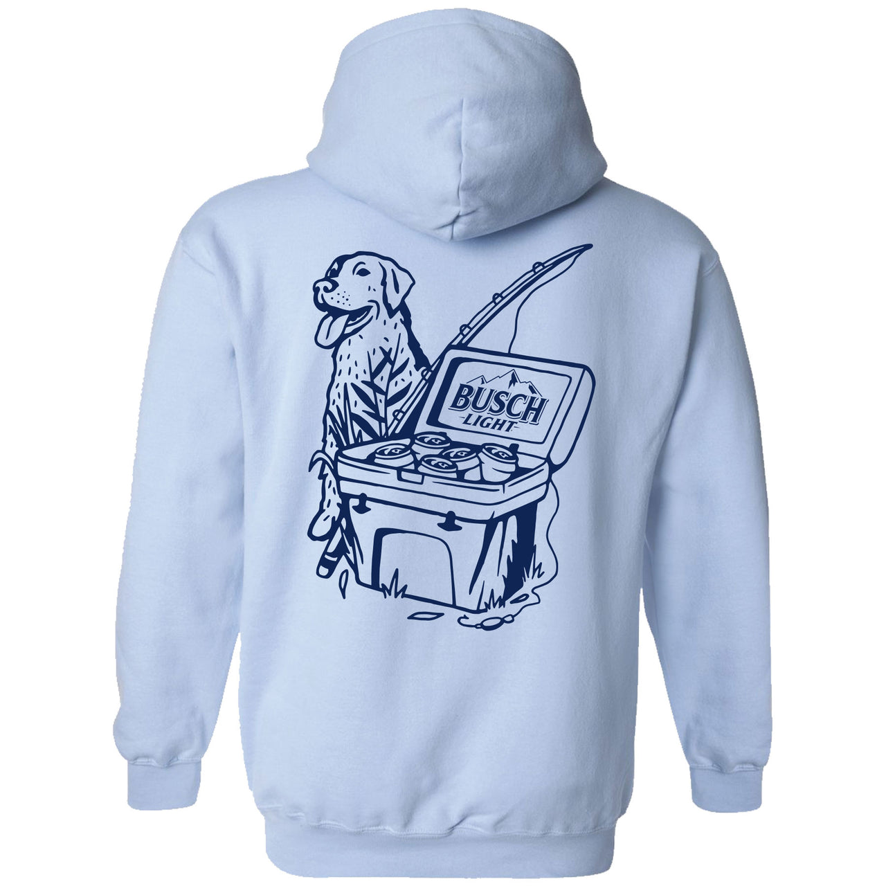 Busch Light - Fishing Scene with Dog & Cooler - 2-sided Hoodie