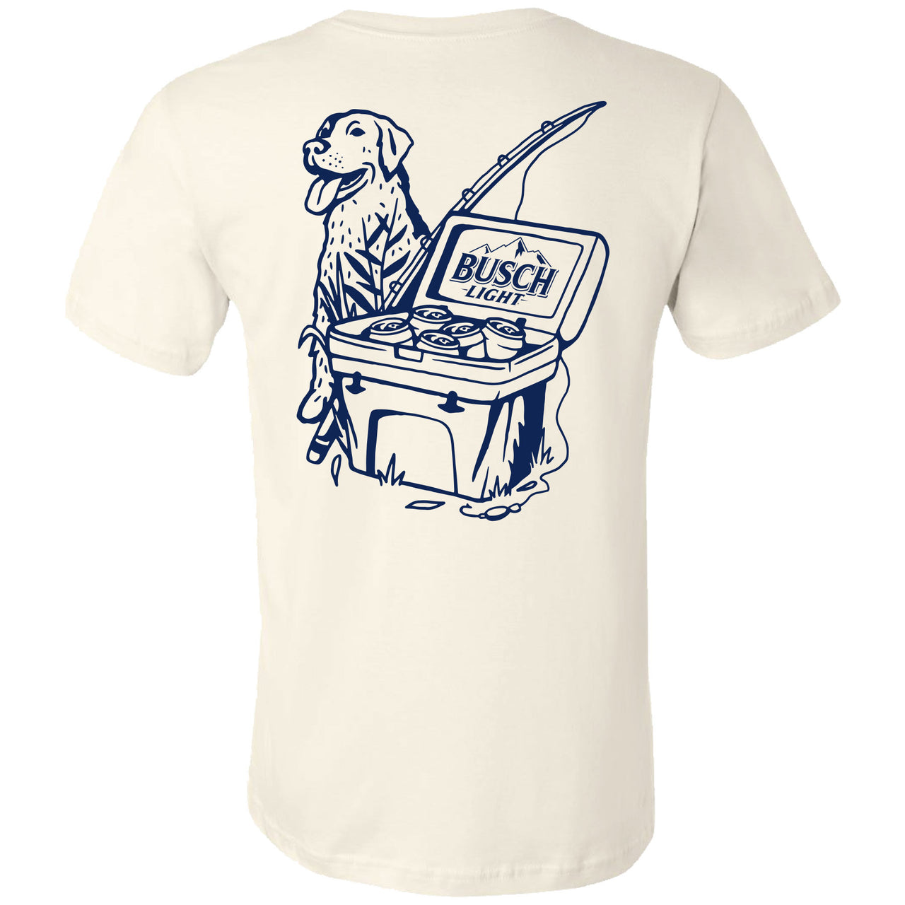 Busch Light - Fishing Scene with Dog & Cooler - 2-sided T-shirt