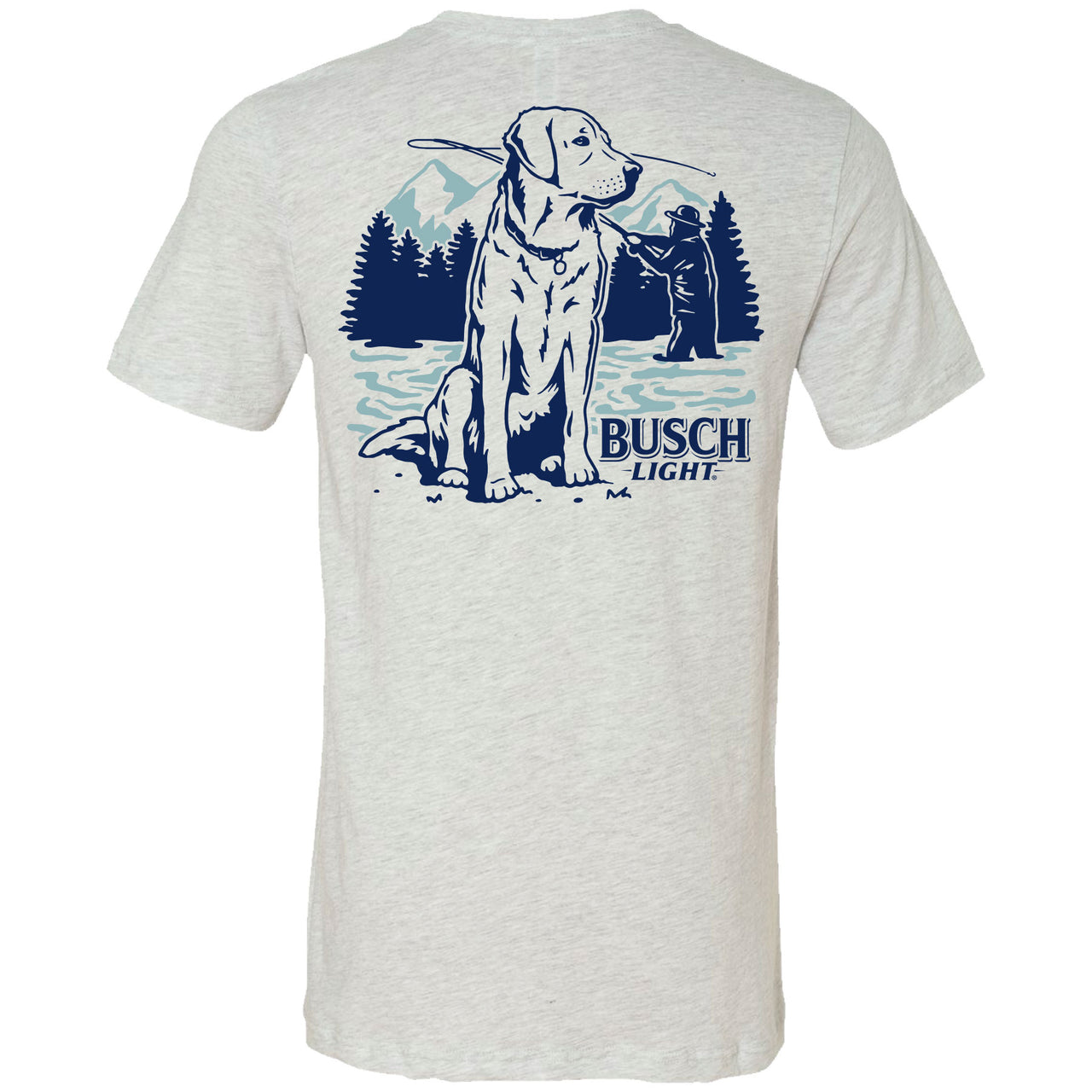 Busch Light - Fly Fishing with Dog scene - 2-sided T-shirt