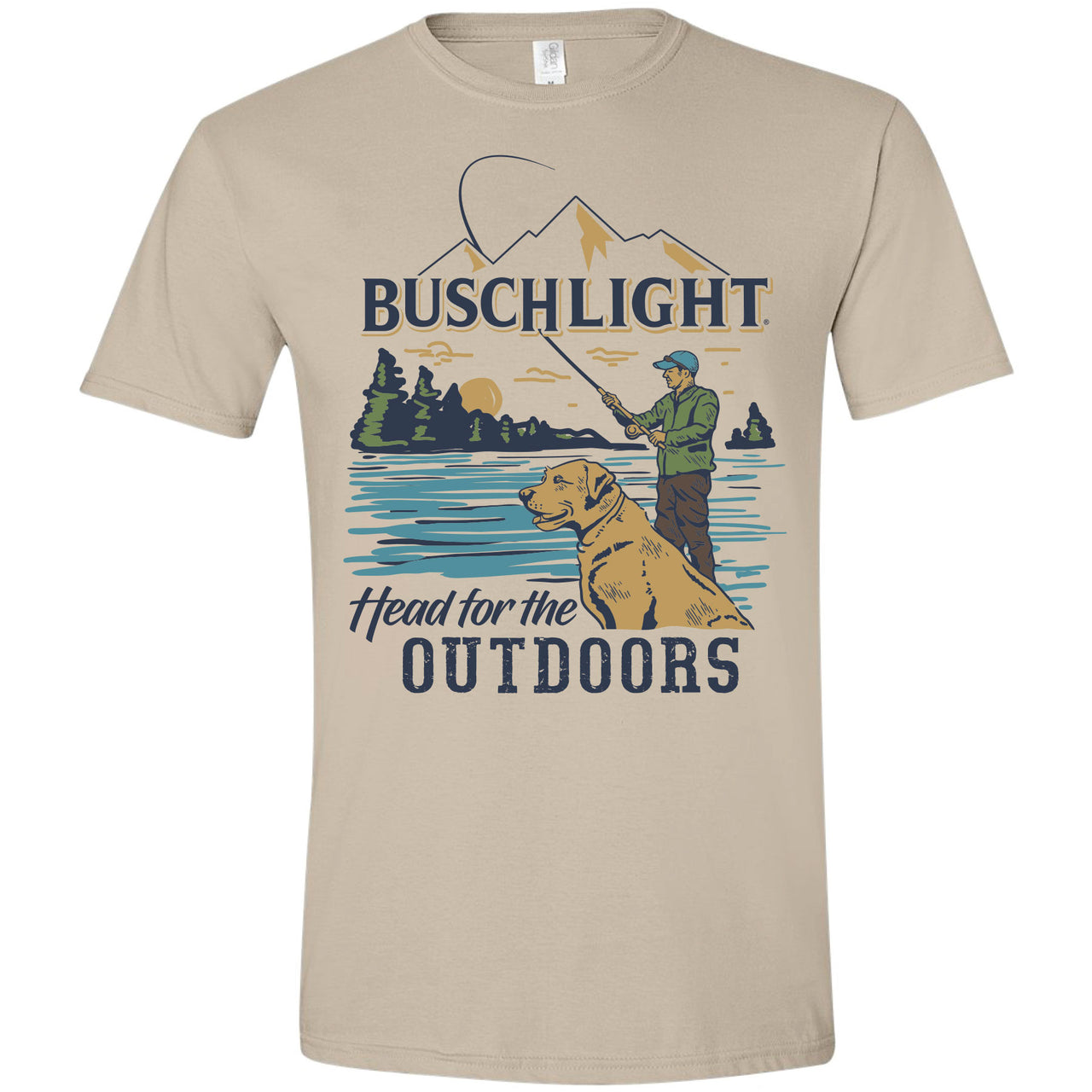 Busch Light - Wildlife - Fishing - Head For The Outdoors Dog Scene - T-Shirt