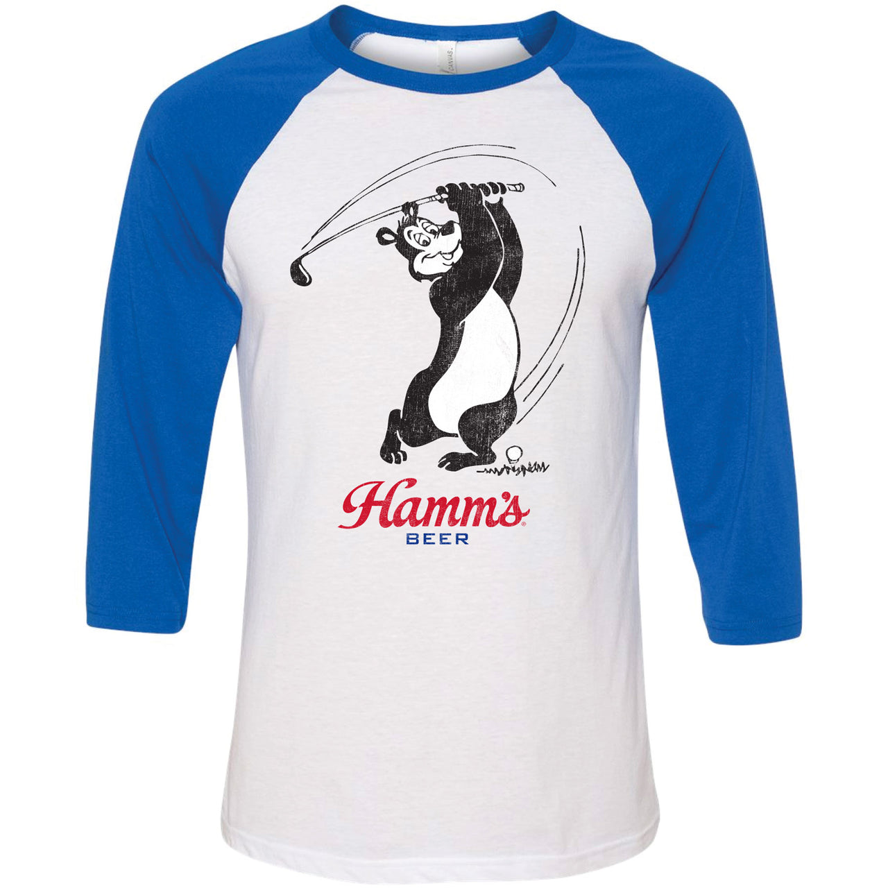 Hamm's - Hamm's Bear - Golf Practice Swing Raglan 3/4 Sleeve T-shirt