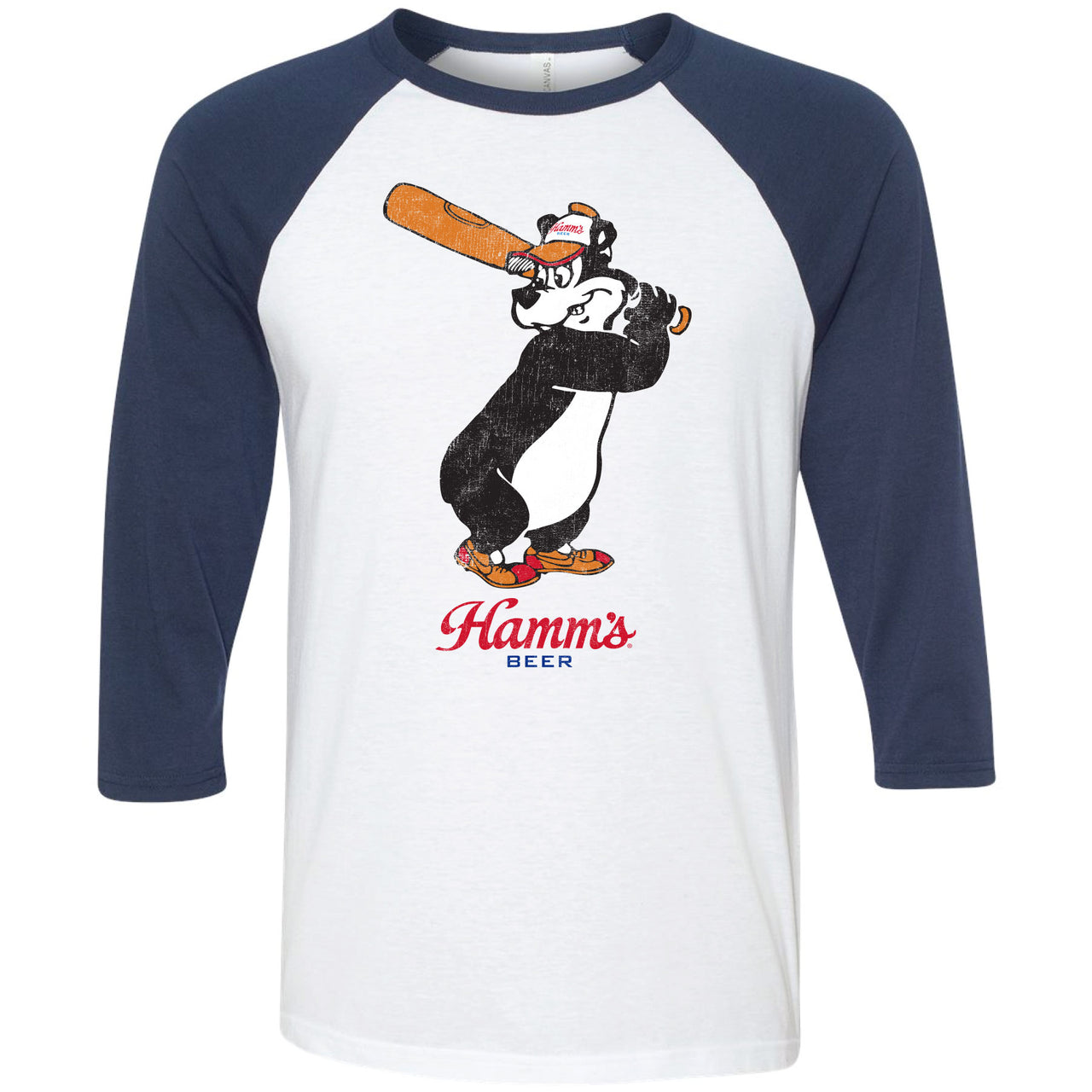 Hamm's - Hamm's Bear - Batters Up Raglan 3/4 Sleeve T-shirt