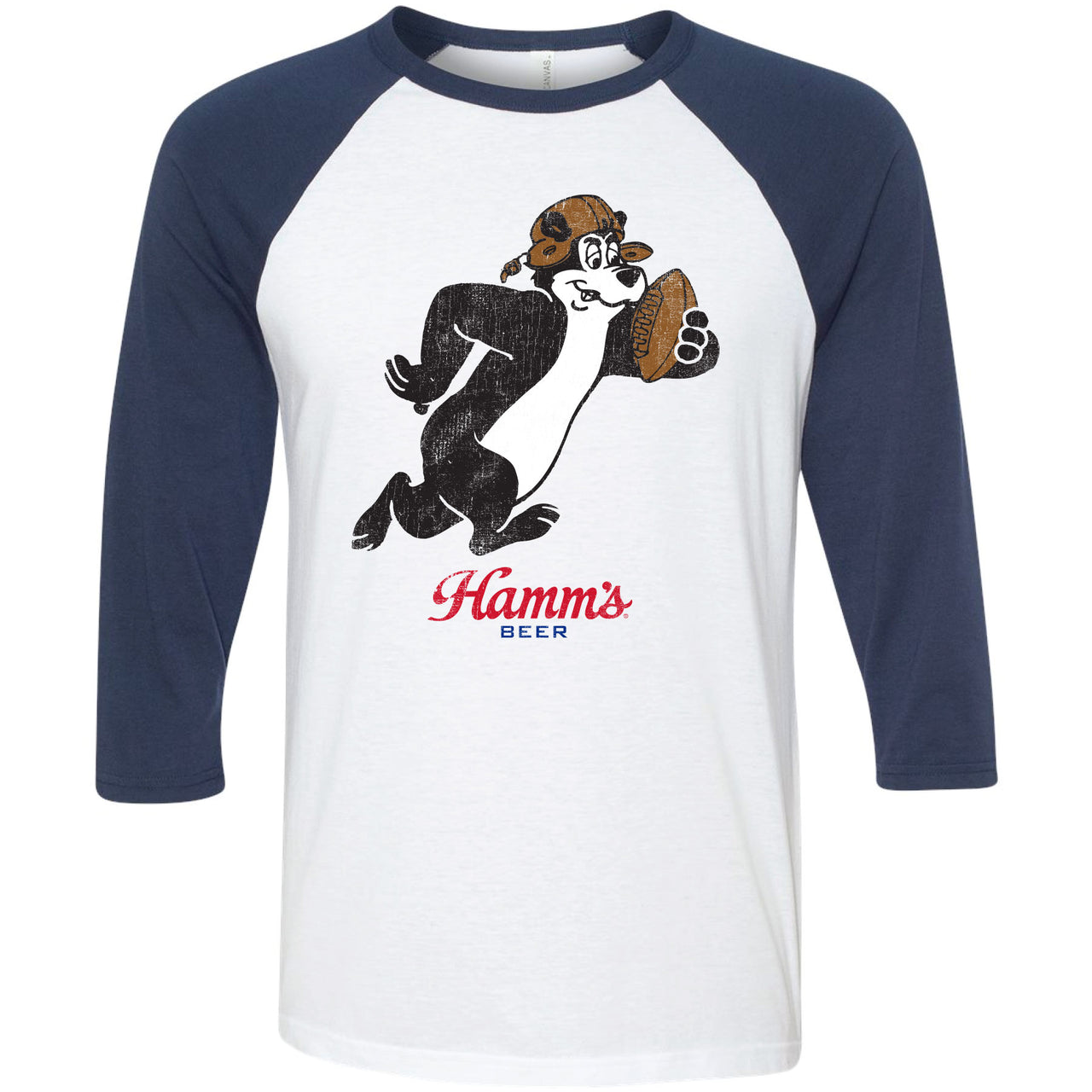 Hamm's - Hamm's Bear - Football Run Play Raglan 3/4 T-shirt