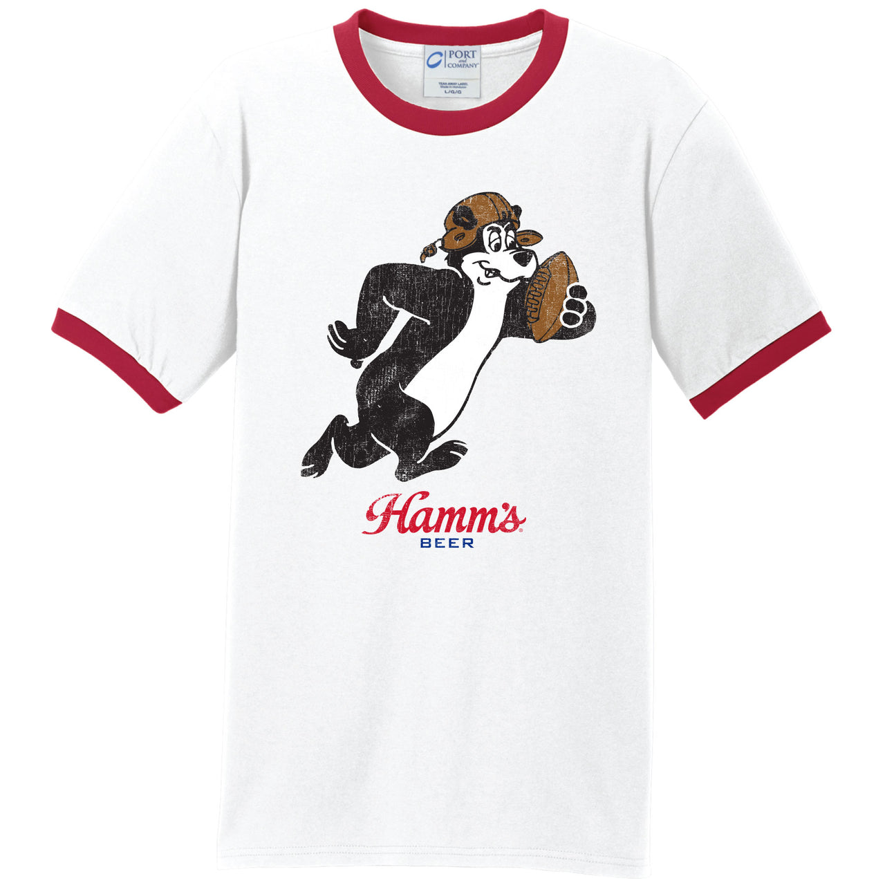 Hamm's - Hamm's Bear - Football Run Play Ringer T-shirt