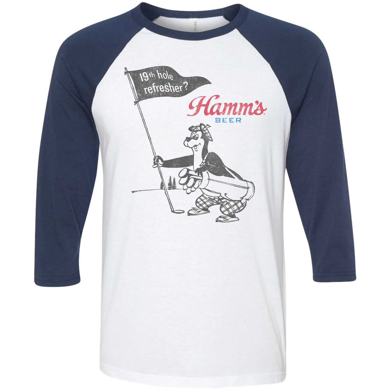 Hamm's - Hamm's Bear Golf - 19th Hole Refresher Raglan 3/4 Sleeve T-shirt