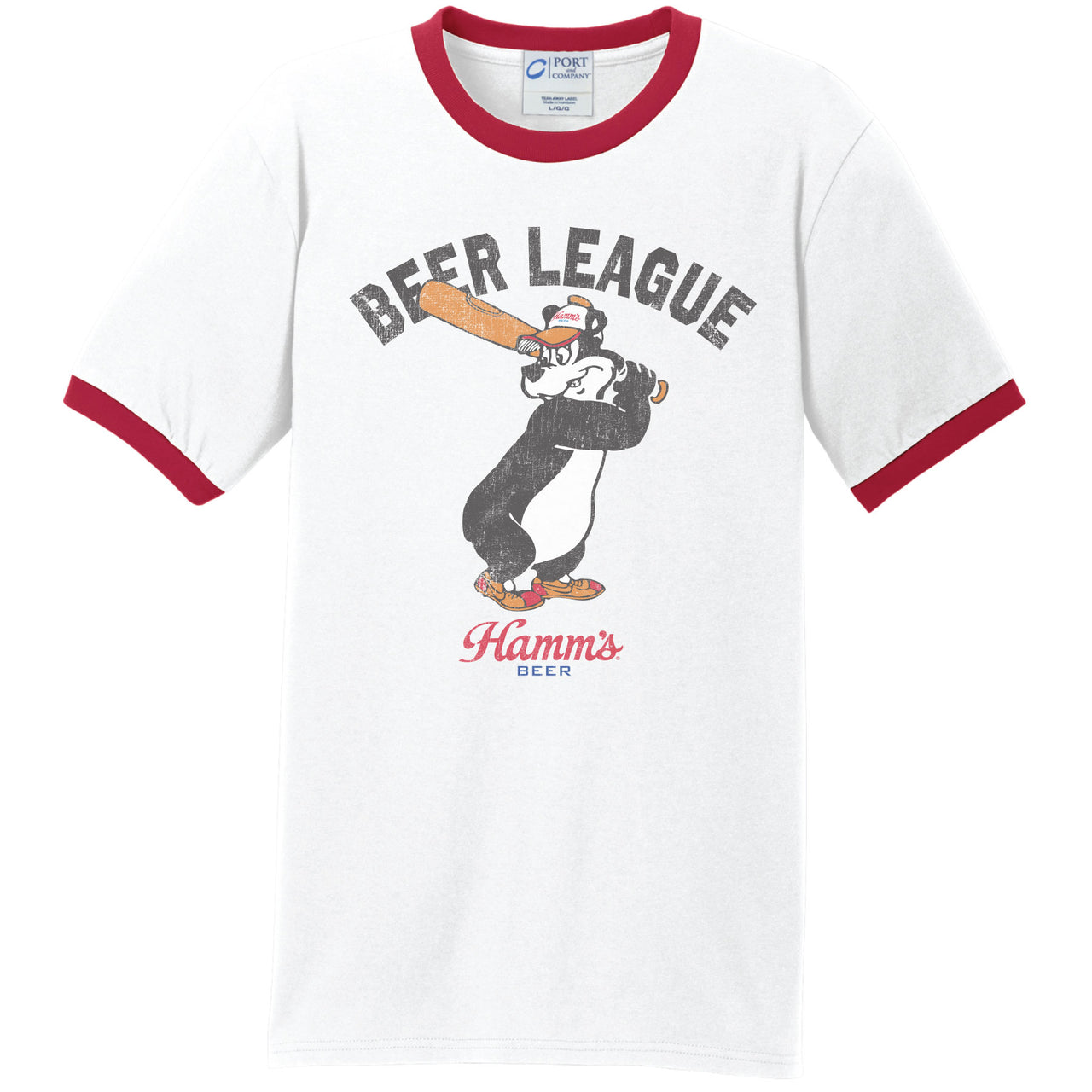 Hamm's - Hamm's Bear Baseball - Beer League Batters Up Ringer T-shirt