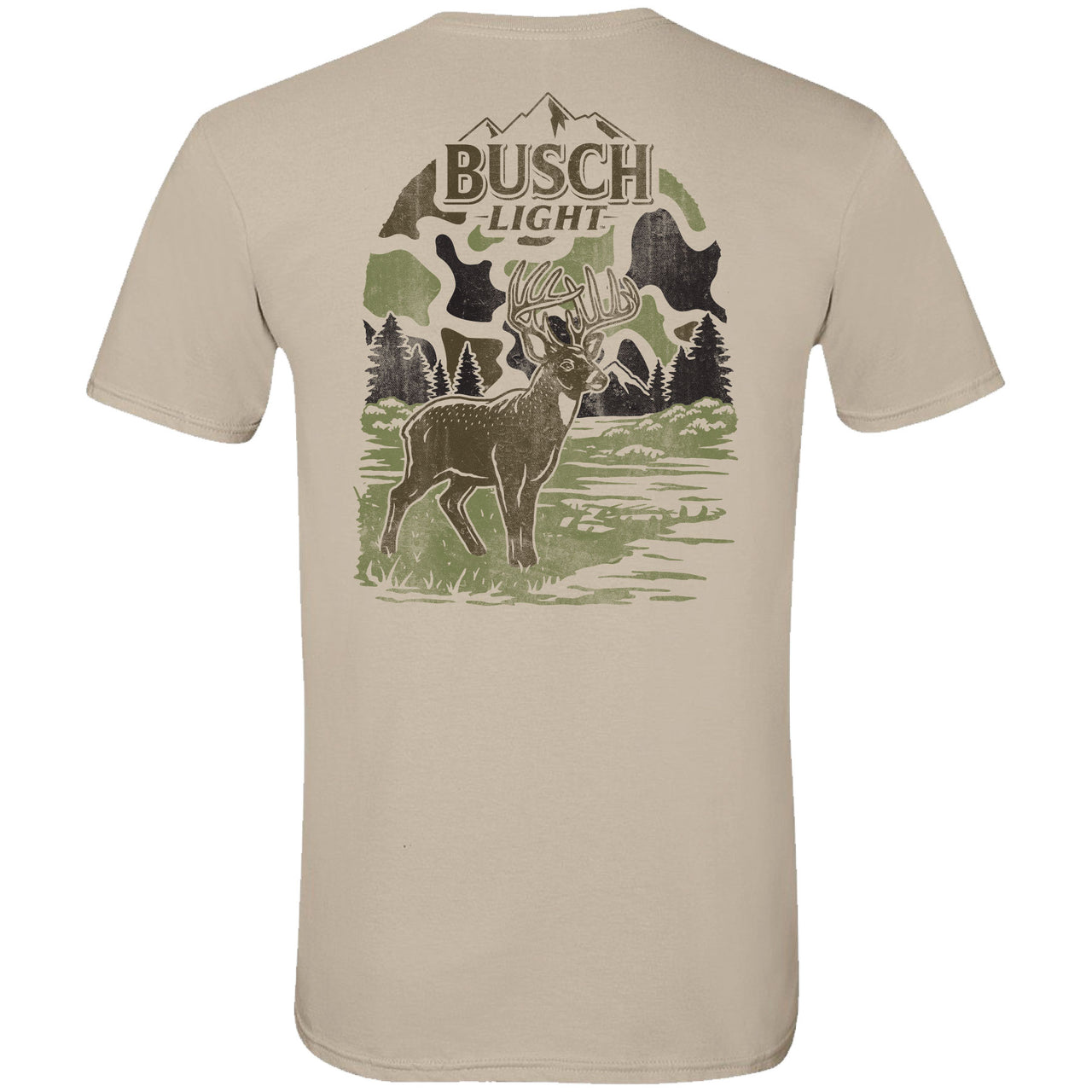 Busch Light - 2024 Can Camo Wildlife Buck Scene 2-sided T-shirt