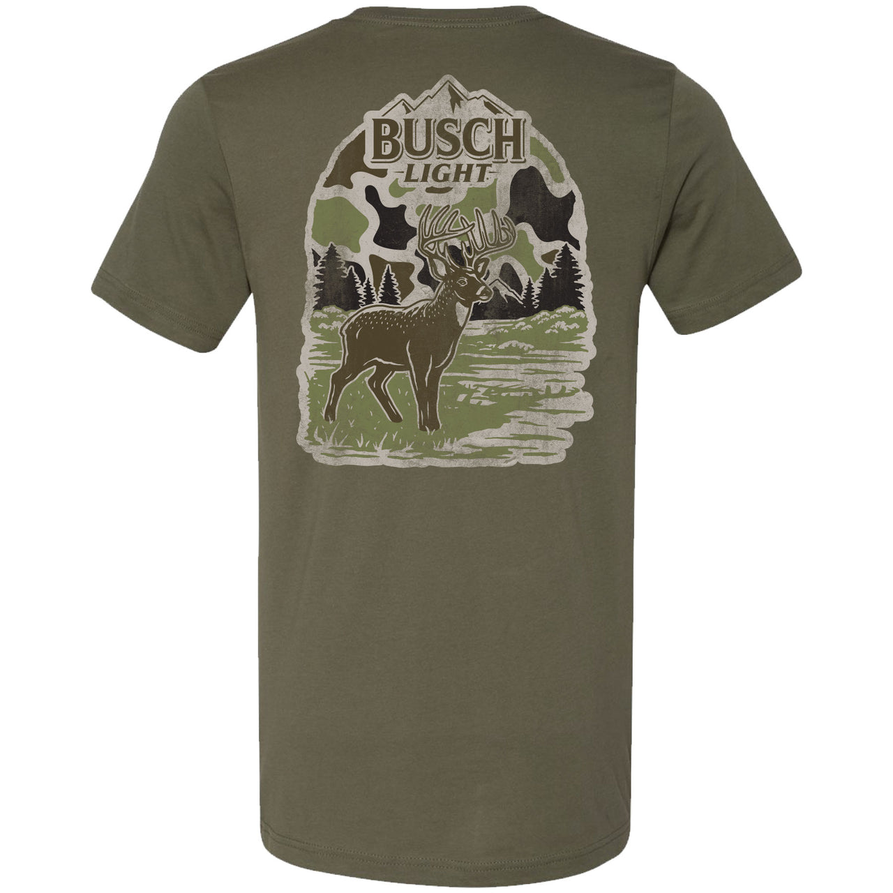 Busch Light - 2024 Can Camo Wildlife Buck Scene 2-sided T-shirt