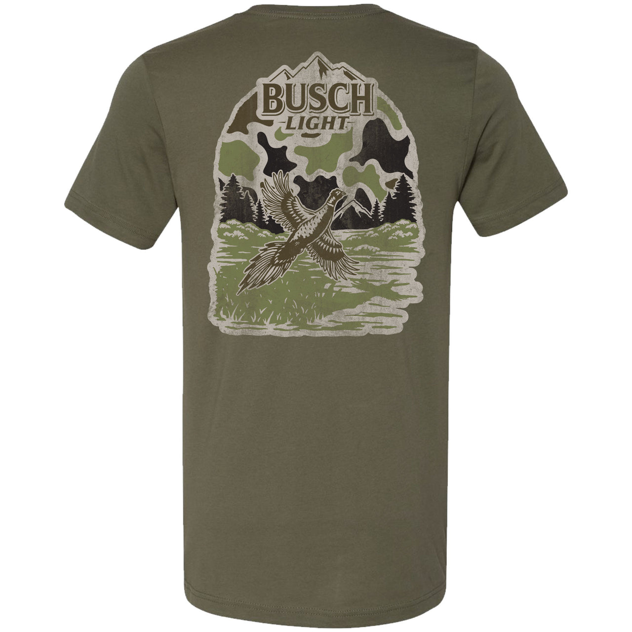 Busch Light - 2024 Can Camo Wildlife Pheasant Scene 2-sided T-shirt