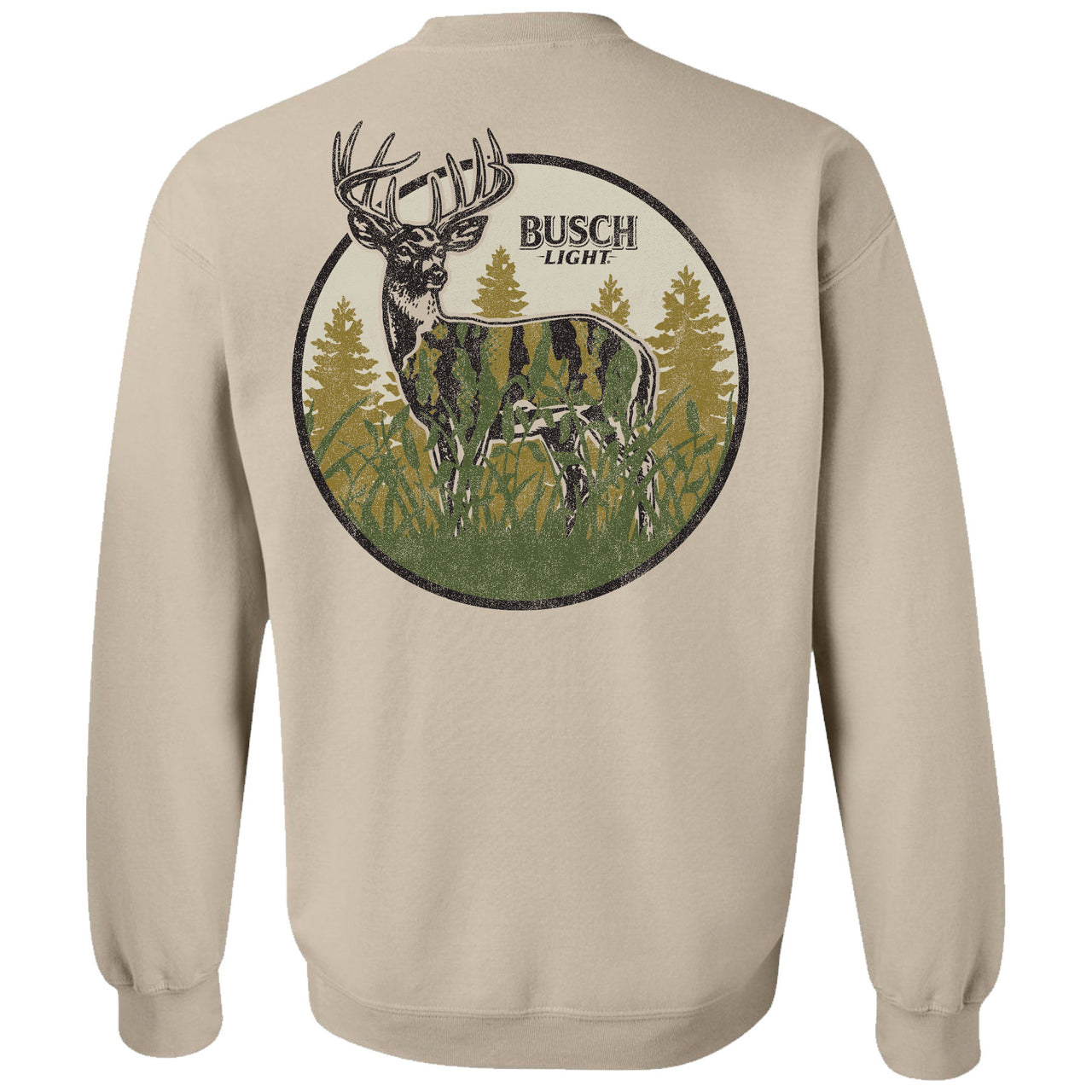 Busch Light - Hunting - 2025 Can Camo Buck Circle 2-sided Crew Sweatshirt