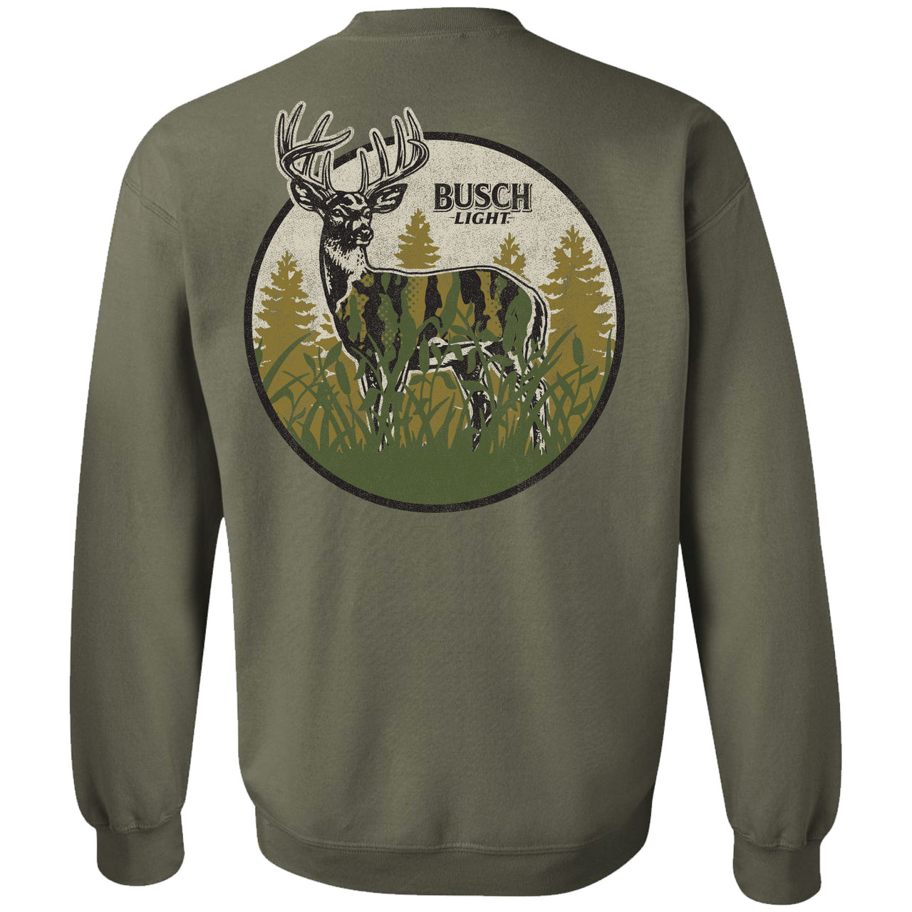 Busch Light - Hunting - 2025 Can Camo Buck Circle 2-sided Crew Sweatshirt - V2