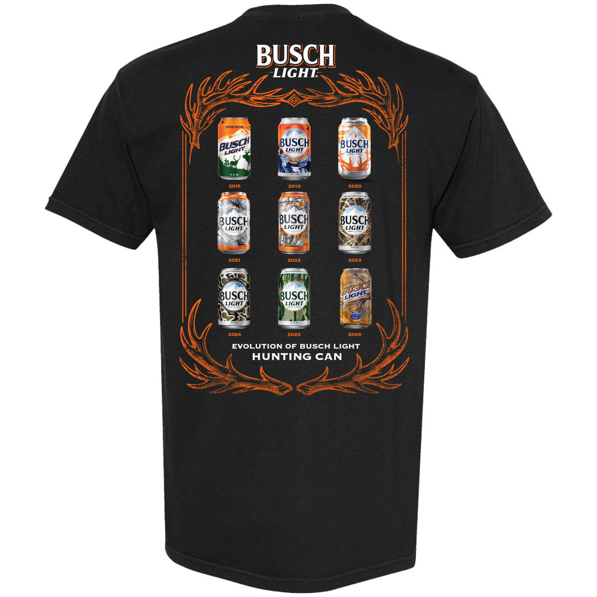 Busch Light - Hunting - Evolution of Hunting Cans 2-sided Garment-Dyed T-shirt