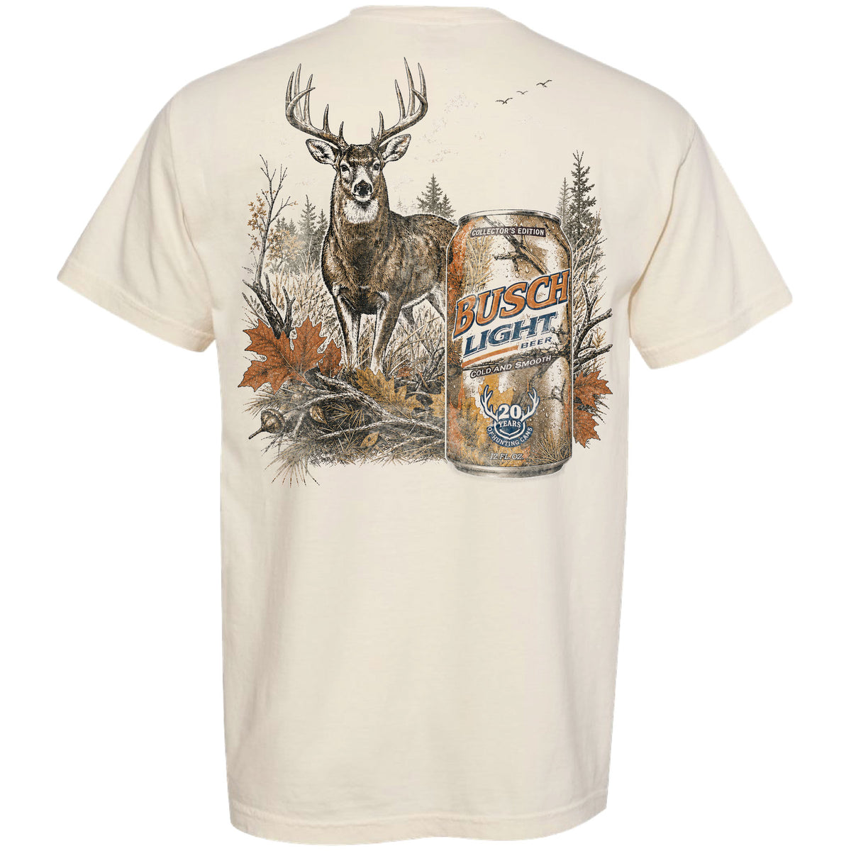Busch Light - Hunting - 2026 Hunting Can Camo Vintage Deer 2-sided Garment-Dyed T-shirt