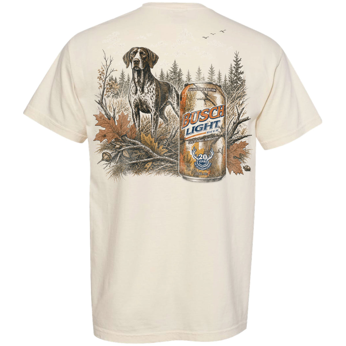 Busch Light - Hunting - 2026 Hunting Can Camo Vintage Dog 2-sided Garment-Dyed T-shirt