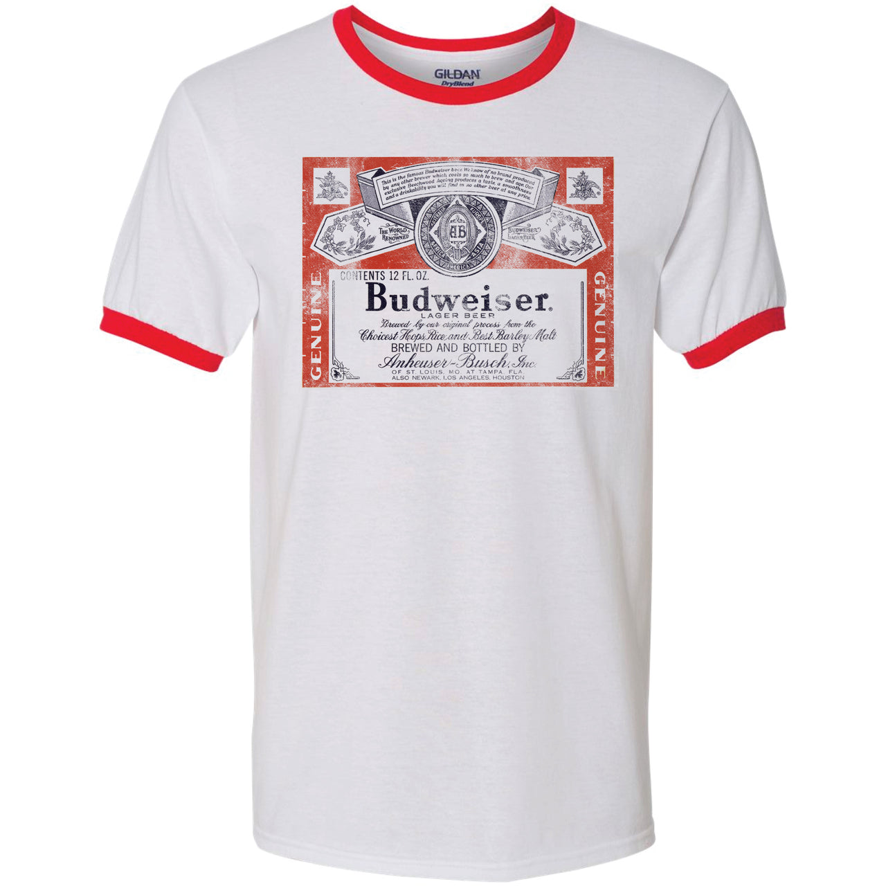 Budweiser Vintage 1966 Distressed Label Ringer T-Shirt