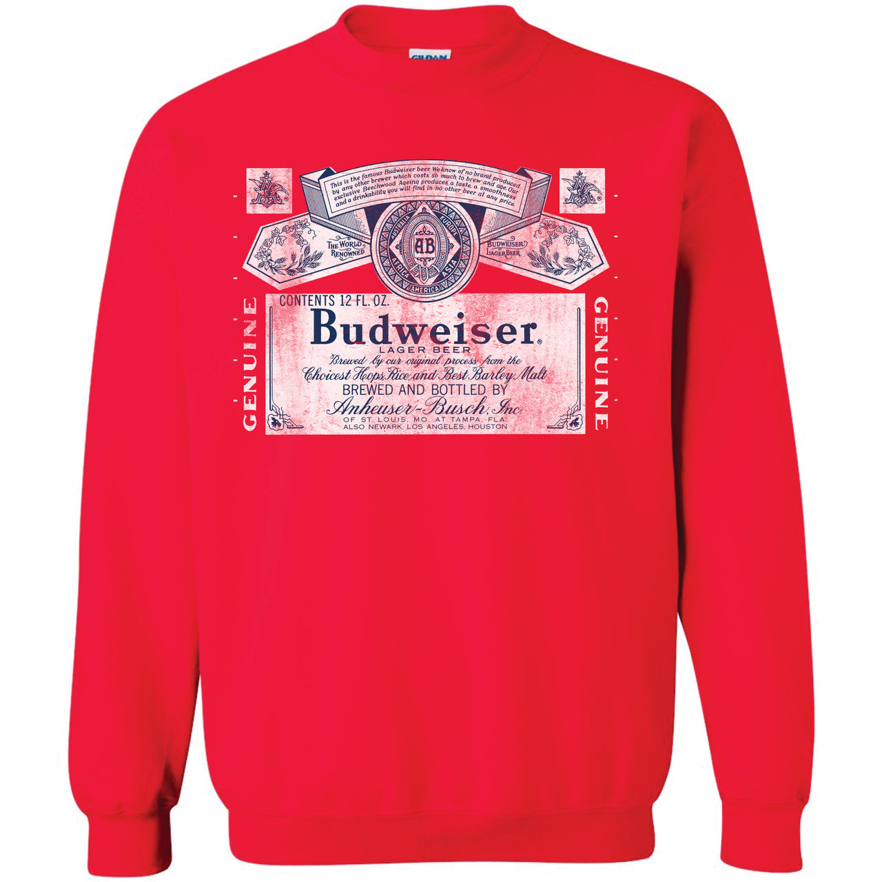 Budweiser - Vintage 1966 Distressed Label Crew Sweatshirt