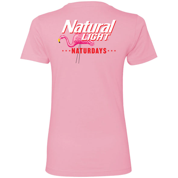 Natural Light Naturdays Flamingo Ladies 2-Sided Ladies T-Shirt