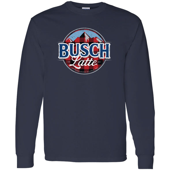 Busch Latte Plaid Logo Long Sleeve T-Shirt