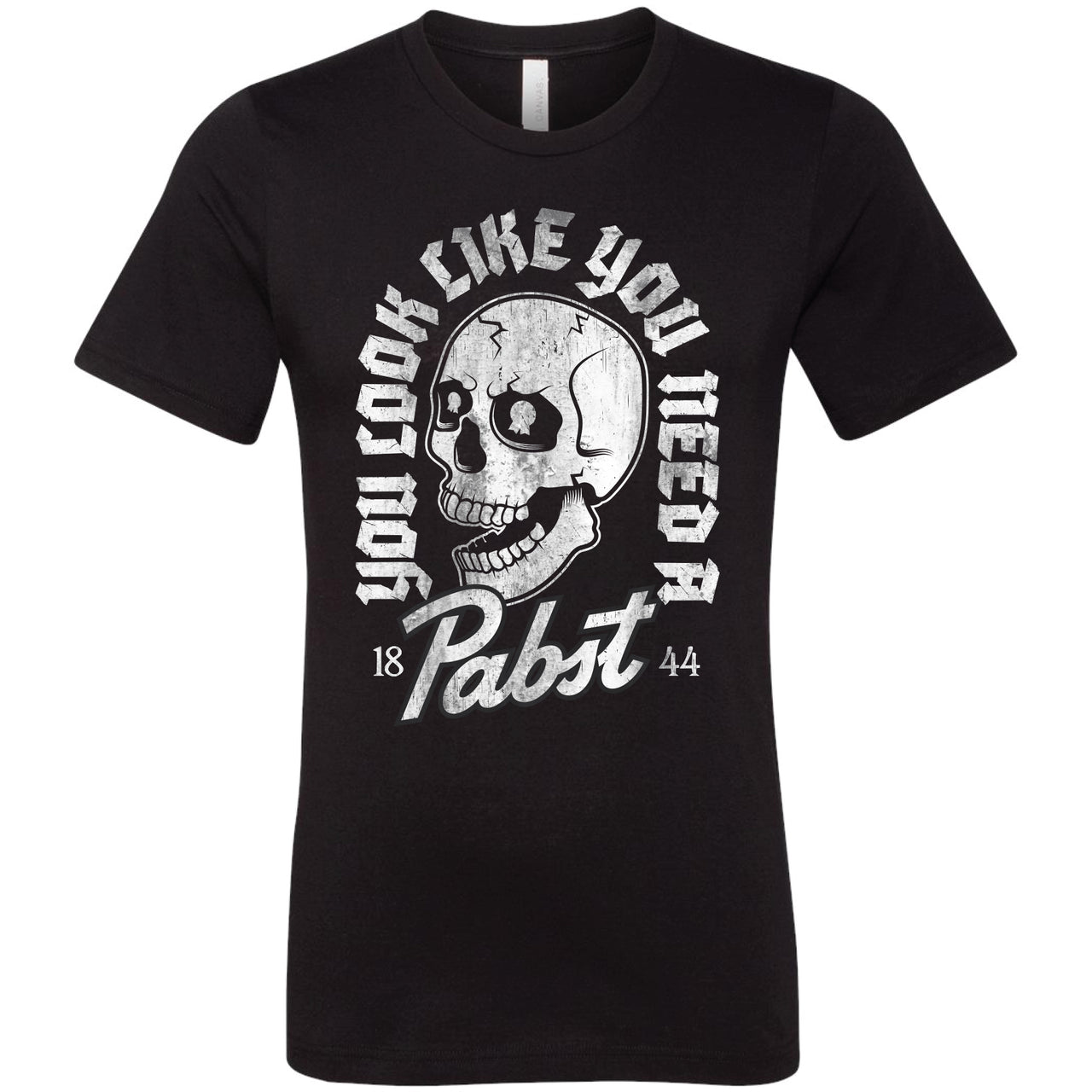 Pabst Blue Ribbon - You Look Like You Need A Pabst Skull T-shirt